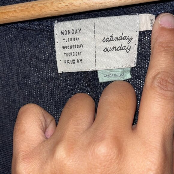 Anthropologie Black Tie-Front Cardigan Sweater By Saturday/Sunday Cotton/Polyest - Picture 6 of 11